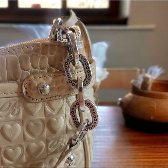 Brighton Trixie Handbag Quilted Hearts Leather Shoulder Crossbody Purse - Picture 11 of 15